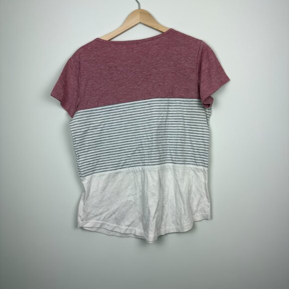 Women's YunJey Round Neck Triple Color Block Stripe T-Shirt, Size M - Picture 4 of 4